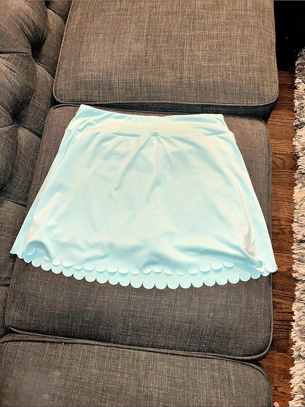 Crown & Ivy Scalloped Mini Skirt in Blue Size Medium